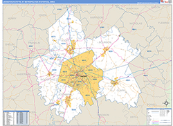 Lexington-Fayette Metro Area Wall Map Basic Style 2026
